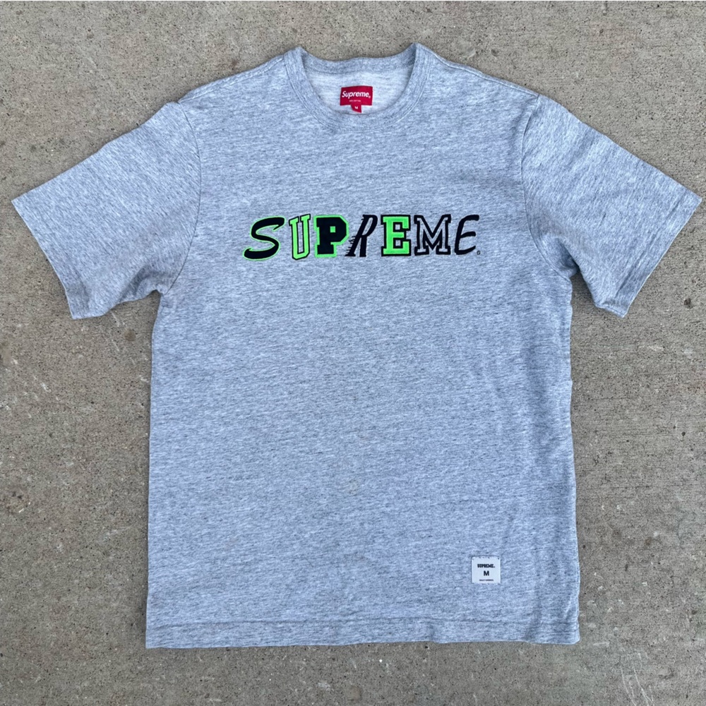 Supreme Collage Logo S/S Top Heather Grey T-shirt